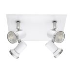 Eglo Deckenleuchte Tamara 1 Stahl Weiß Chrom 4x2.8W 4x250lm - 830 Warmweiß | IP44 - Inkl. 4x GU10