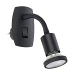 Eglo Wandleuchte Parrini Lamp mit Stecker Schwarz 4.5W 345lm - 830 Warmweiß | IP20 - Inkl. 1x GU10
